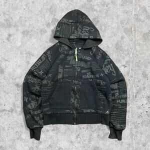 2000's Hurley Reversible AOP Striped Heavyweight Zip Up Hoodie